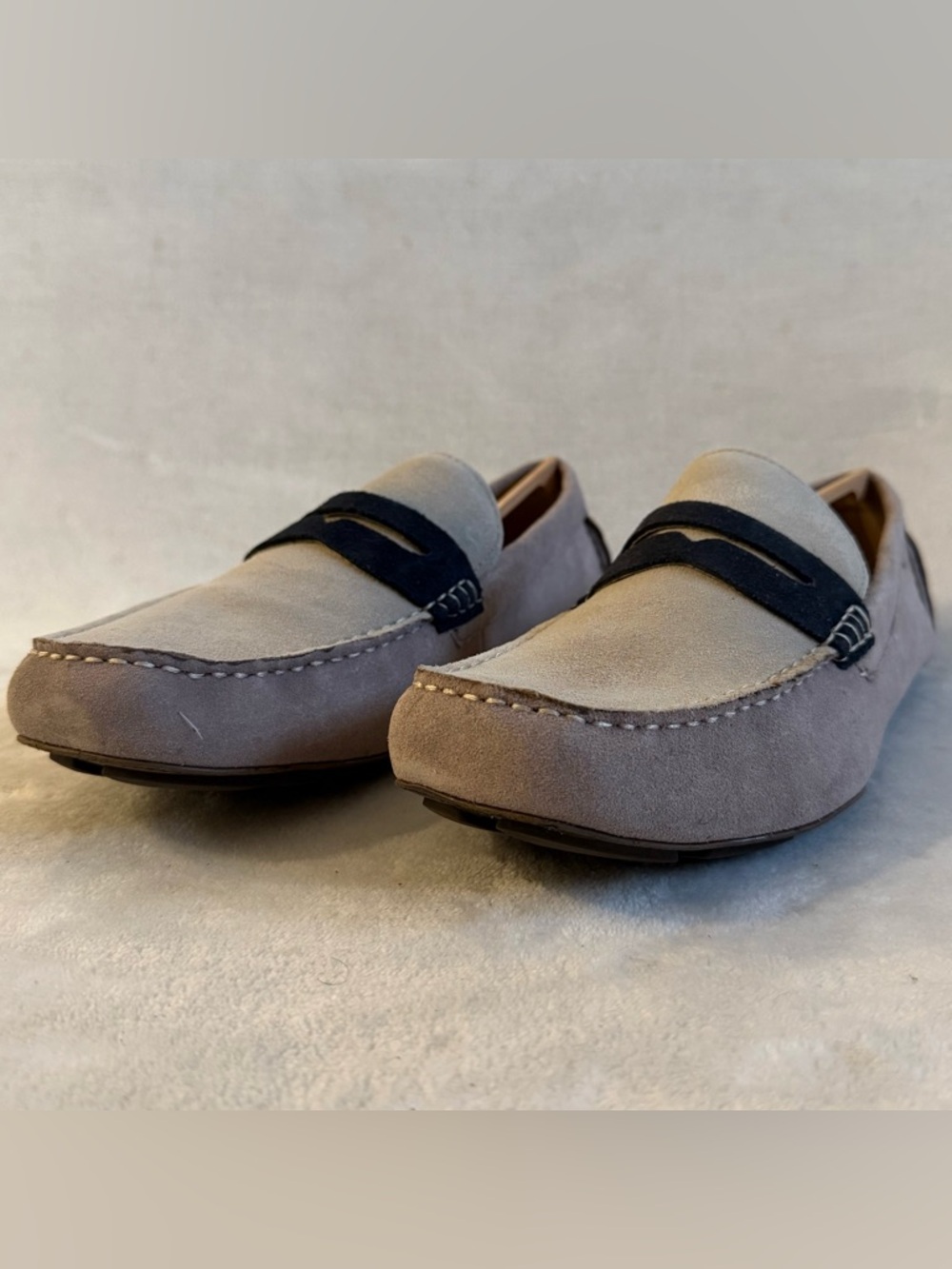 Alfani Men's Tiggernwg Driving Loafers Navy Gray Suede Slip-On
